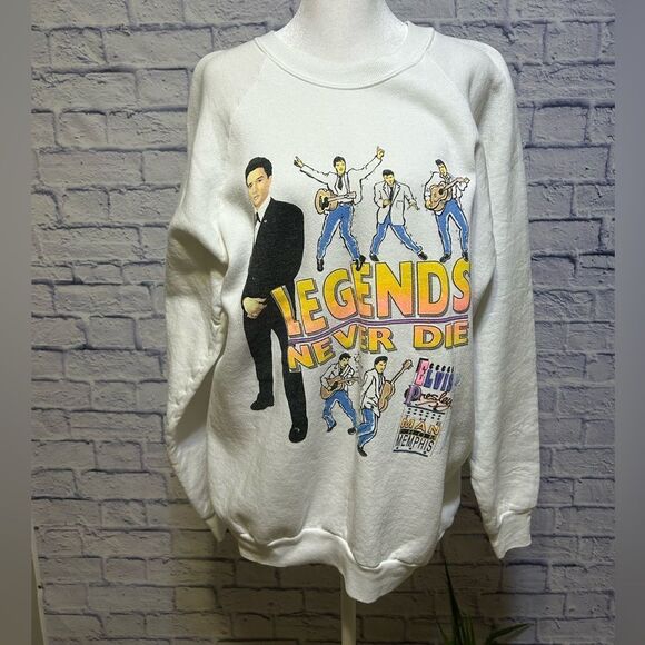 Vintage Elvis Presley Legends Never Die Crewneck Sweatshirt XL Man From Memphis - Picture 1 of 12